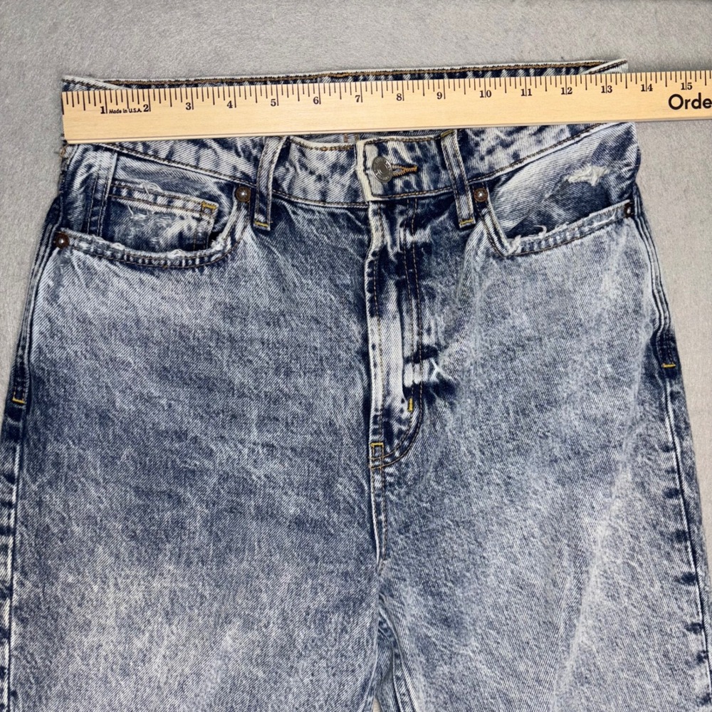 We The Free Jeans Womens 27 Blue Acid‎ Wash High Rise Distressed Tapered Denim - Picture 11 of 16